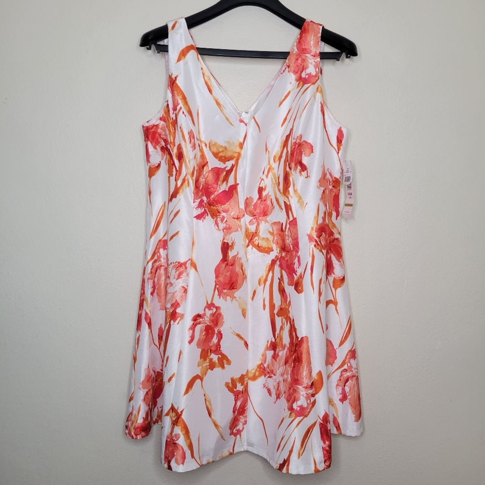 Tiana B. Floral Midi Dress - White and Orange - Picture 2 of 11